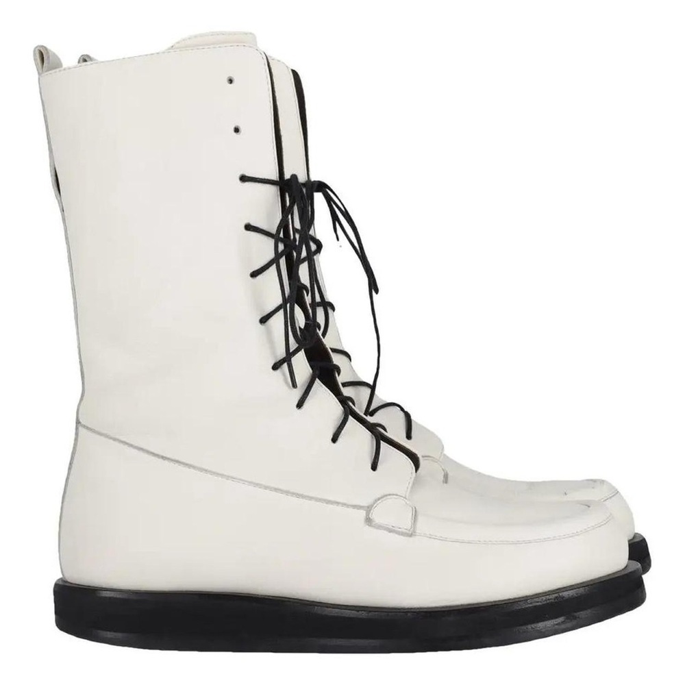 The Row White and Black Lace-Up Boots
